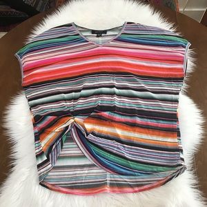 Karen Kane Rainbow Mesh Side Cinch Top